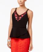 Thalia Sodi Embroidered Peplum Top, Only At Macy's