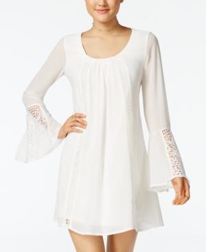 Sequin Hearts Juniors' Crochet Bell-sleeve Dress