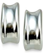 Wide Sculptured J-hoop Earrings In Sterling Silver