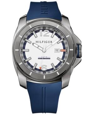 Tommy Hilfiger Men's Navy Silicone Strap Watch 46mm 1791113