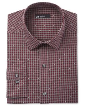 Bar Iii Men's Slim-fit Wine Diamond Gingham Dress Shirt, Only At Macy's