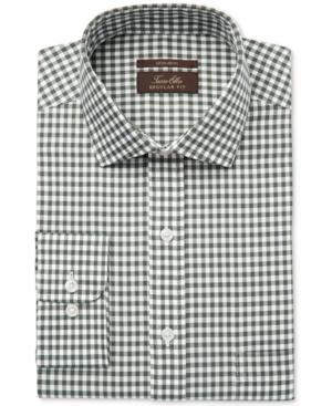 Tasso Elba Men's Classic/regular Fit Non-iron Hunter Herringbone Gingham Dress Shirt, Only At Macy's