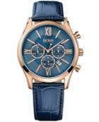 Hugo Boss Men's Ambassador Blue Leather Strap Watch 43mm 1513320