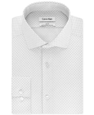 Calvin Klein Men's Steel Slim-fit Non-iron Performance Black Print Dress Shirt