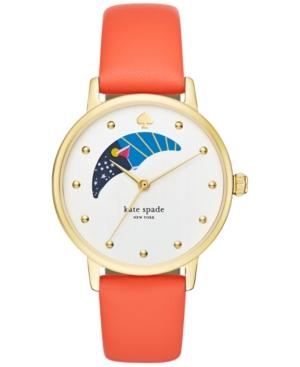 Kate Spade New York Women's Metro Bright Papaya Leather Strap Watch 34mm Ksw1074
