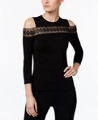 Yyigal Lace-trim Cold-shoulder Top, A Macy's Exclusive