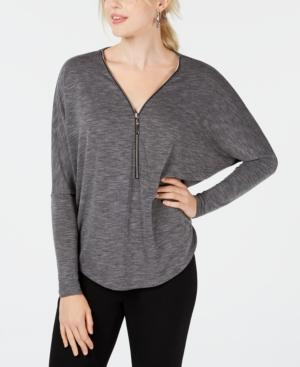 Bcx Juniors' Zippered-neck Dolman-sleeve Top
