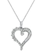 Diamond Heart Pendant Necklace In 14k White Gold (3/4 Ct. T.w.)