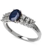 Sapphire (1 Ct. T.w.) And Diamond Accent Ring In 14k White Gold