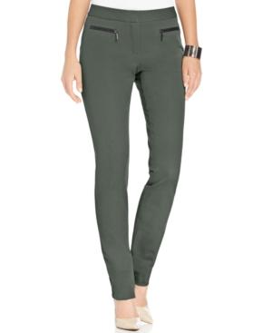Alfani Faux-leather-trim Skinny Pants, Only At Macy's