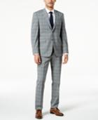 Original Penguin Men's Slim-fit Stretch Gray Plaid Suit