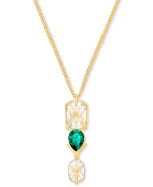 Swarovski Gold-tone Clear & Green Crystal Pendant Necklace