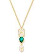 Swarovski Gold-tone Clear & Green Crystal Pendant Necklace