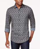 Alfani Black Herringbone Button-front Long-sleeve Shirt, Only At Macy's
