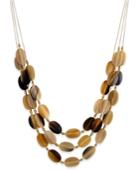 Gold-tone Multi-layer Horn Disc Statement Necklace
