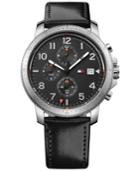Tommy Hilfiger Men's Casual Sport Black Leather Strap Watch 44mm 1791364