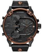 Diesel Men's Chronograph Mr. Daddy 2.0 Black Leather Strap Watch 57x66mm Dz7400