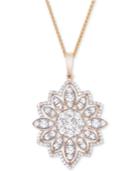 Wrapped In Love Diamond Flower 18 Pendant Necklace (1-1/2 Ct. T.w.) In 14k Gold, Created For Macy's