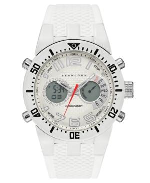 Sean John Men's Analog-digital Lenox White Silicone Strap Watch 46mm