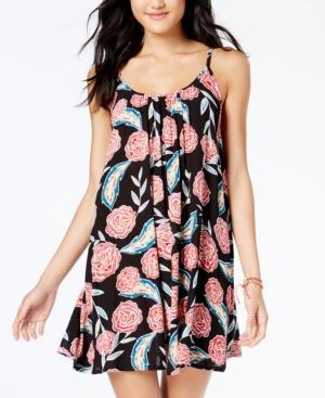 Roxy Rose-print Strappy-back Cover-up Dress Women's Swimsuit