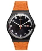 Swatch Watch, Unisex Swiss Faux Fox Orange Silicone Strap 41mm Suob709