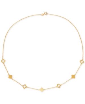 Openwork & Solid Clover Collar Necklace In 10k Gold