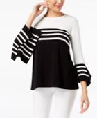 Alfani Striped Bell-sleeve Sweater, Created For Macy's
