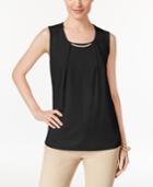 Jm Collection Pleated Embellished Top, Only At Macy's