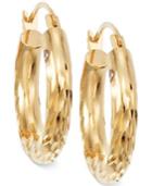 Signature Gold Diamond Cut Small Hoop Earrings In 14k Gold