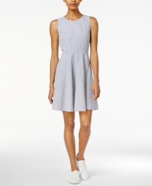 Armani Exchange Cotton Seersucker Fit & Flare Dress, Only At Macy's