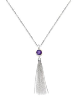 Amethyst Tassel Lariat Necklace (1-3/4 Ct. T.w.) In Sterling Silver With 14k Gold Accents