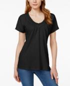 Jm Collection Petite Crochet V-neck Top, Only At Macy's