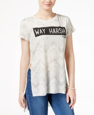 Hybrid Juniors' Clueless Way Harsh Side Slit Graphic T-shirt