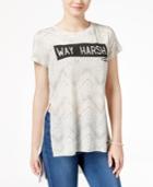 Hybrid Juniors' Clueless Way Harsh Side Slit Graphic T-shirt