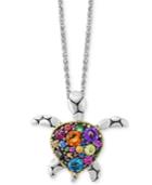 Balissima By Effy Multi-gemstone Turtle Necklace (2 Ct. T.w.) In Sterling Silver