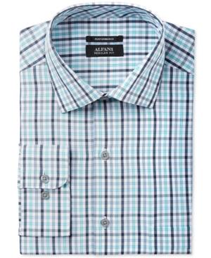 Alfani Men's Classic/regular Fit Performance Oversized Check Dress Shirt, Created For Macy's