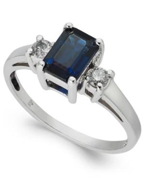 Sapphire (1-1/6 Ct. T.w.) & Diamond (1/6 Ct. T.w.) Ring In 14k White Gold