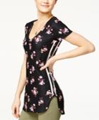 Ultra Flirt Juniors' Printed Side-stripe Tunic T-shirt