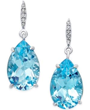 Blue Topaz (8-1/2 Ct. T.w.) And Diamond Accent Pear Drop Earrings In Sterling Silver