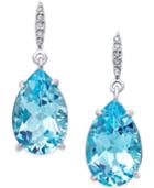 Blue Topaz (8-1/2 Ct. T.w.) And Diamond Accent Pear Drop Earrings In Sterling Silver