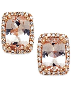 Morganite (1-1/2 Ct. T.w.) And Diamond (1/6 Ct. T.w.) Stud Earrings In 14k Rose Gold