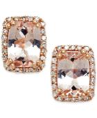Morganite (1-1/2 Ct. T.w.) And Diamond (1/6 Ct. T.w.) Stud Earrings In 14k Rose Gold
