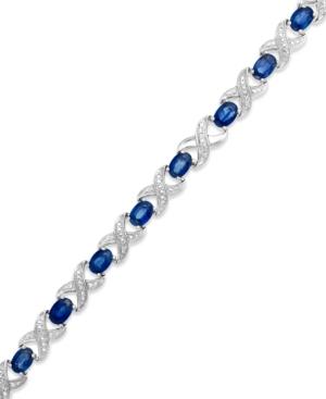 Sapphire (8 Ct. T.w.) And Diamond Accent Xo Bracelet In Sterling Silver