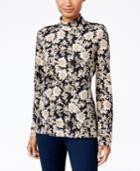 Karen Scott Petite Printed Mock-neck Top, Only At Macy's