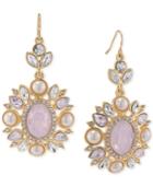 Carolee Gold-tone Crystal And Imitation Pink Pearl Chandelier Earrings