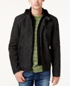 Guess Men's Layered Faux-suede Hoodie Jacket