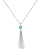 Blue Topaz (2-1/3 Ct. T.w.) Tassel Lariat Necklace In Sterling Silver With 14k Gold Accents
