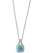 Effy Blue Topaz (1-9/10 Ct. T.w.) & Diamond (1/8 Ct. T.w.) Pendant Necklace In Sterling Silver & 18k Gold