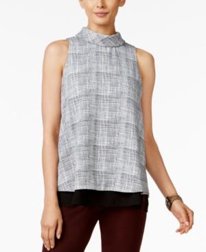 Alfani Printed Turtleneck Layered-hem Top, Only At Macy's