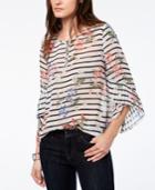 Tommy Hilfiger Pleated Mixed-print Top, Created For Macy's